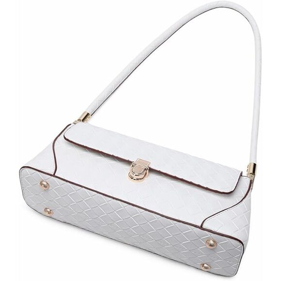 Women White Imported Vintage Retro Classic Cute Hobo Tote Mini Clutch Bags - Picture 4 of 4
